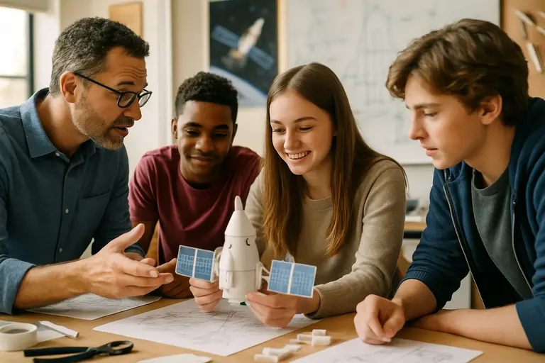 Student team tests a small prototype while recording observations